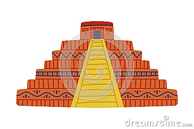 Mesoamerican Step Pyramid Structure as Mexican Symbol Vector Illustration Vector Illustration