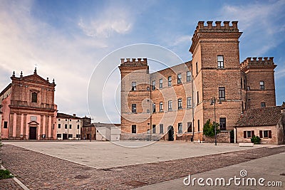 Mesola, Ferrara, Emilia-Romagna, Italy: church and castle in the Stock Photo