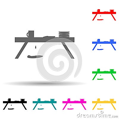 Mess on the table multi color style icon. Simple glyph, flat vector of chaos icons for ui and ux, website or mobile application Stock Photo
