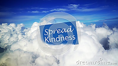 Message on blue notepaper sign on clouds - Spread kindness. Love, compassion, humanity concept with sign onn cloud in the sky. Stock Photo