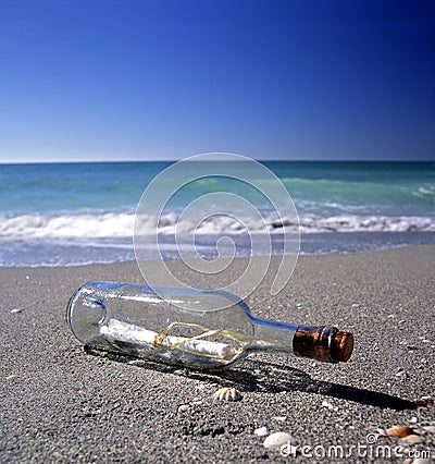 Message In A Bottle Stock Photo