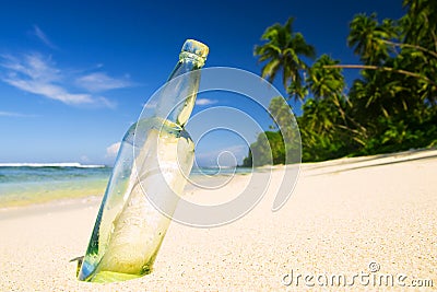 Message Bottle Beach Letter Information Concept Stock Photo