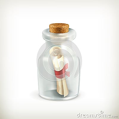 Message in a bottle, icon Vector Illustration