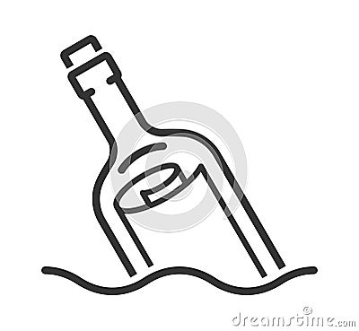 Message in a bottle line style icon Vector Illustration