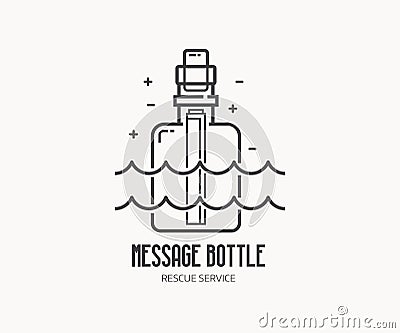 Message Bottle Logo Vector Illustration