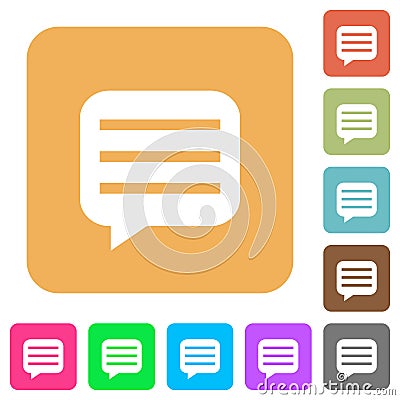 Message box with rows rounded square flat icons Stock Photo