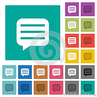 Message box with rows square flat multi colored icons Stock Photo