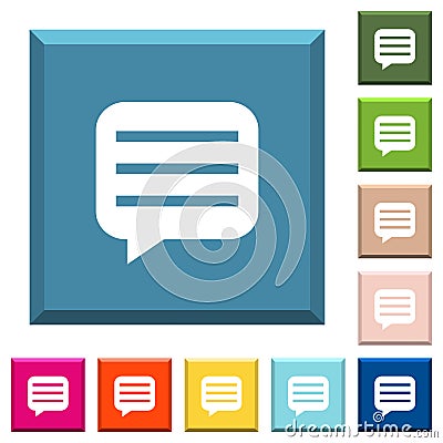 Message box with rows white icons on edged square buttons Stock Photo