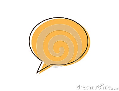 Message bubble template. Orange outline speech symbol. Dialog sms icon in flat design. Chat conversation in simple design. Blank Vector Illustration