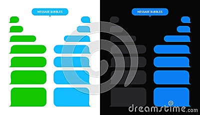 Message bubble for text chat. Box for sms and speech in phone on white and black background. Interface for conversation in Vector Illustration