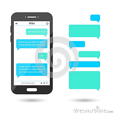 Message bubbles set for chat, messaging. Smartphone template Vector Illustration