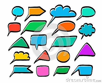 The message, a colored frame-cloud, black outline. Vector Illustration