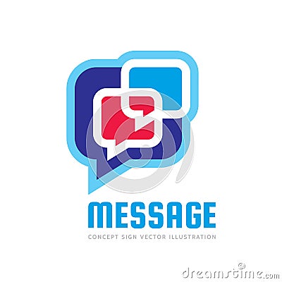 Message - concept business logo template vector illustration. Talking chat abstract sign. Dialogue speech bubbles symbol. Discussi Vector Illustration