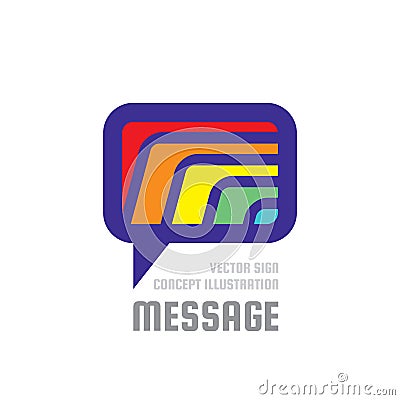 Message - creative vector background illustration. Communication colorful logo template. Speech bubble abstract sign. Social media Vector Illustration