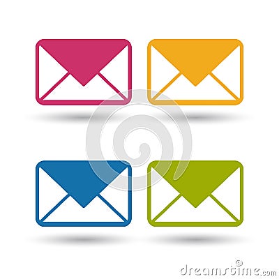 Message Envelope Icons For Apps And Websites - Colorful Vector Icons - Isolated On White Stock Photo