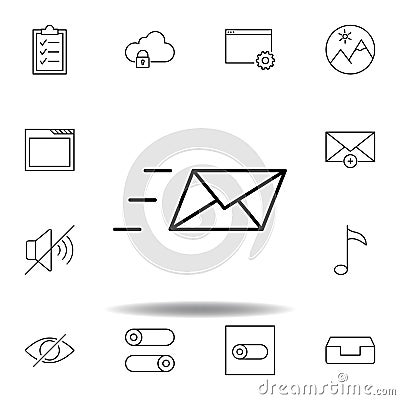 message envelope send outline icon. Detailed set of unigrid multimedia illustrations icons. Can be used for web, logo, mobile app Cartoon Illustration
