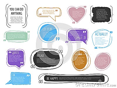 Message frames. Quote boxes colorful design templates modern creative block for text vector trendy vector labels Vector Illustration
