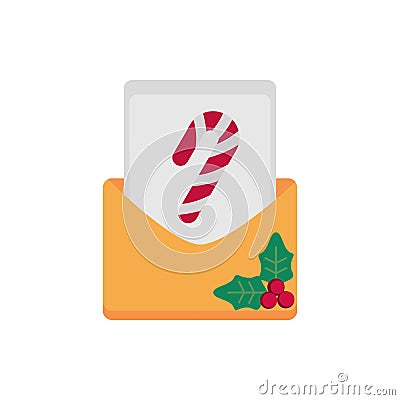 Message letter decoration happy christmas icon Vector Illustration