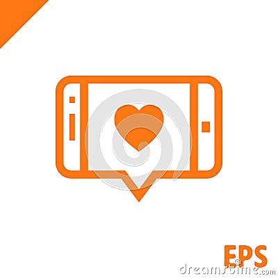 Message or love chat on smartphone icon stock vector illustration flat design Vector Illustration