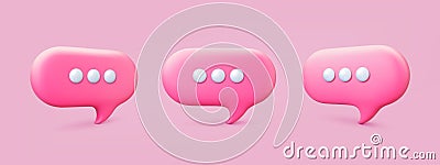 Message network 3d speech bubbles. Voice balloons emblems, text, comment or dialog clouds. Different talk boxes, vector thought Vector Illustration