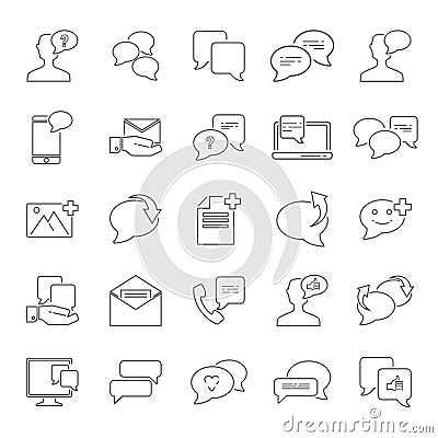 Message relation line universal icons set for web and mobile design Vector Illustration