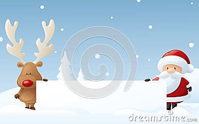 Message from Rudolph and Santa Vector Illustration