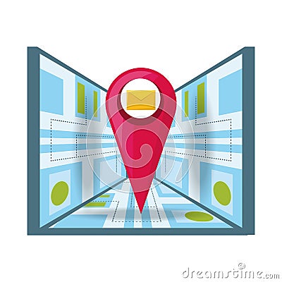 Message service with map and ubication search symbol Vector Illustration