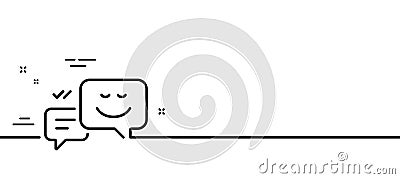 Message speech bubbles with Smile line icon. Minimal line pattern banner. Vector Vector Illustration
