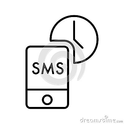 Message Time vector icon. Style is line symbol, black color. Vector Illustration
