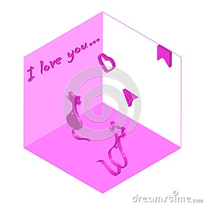 Two cats in love Vector Illustration