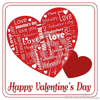 Message of white love on Valentine`s special heart Day Stock Photo