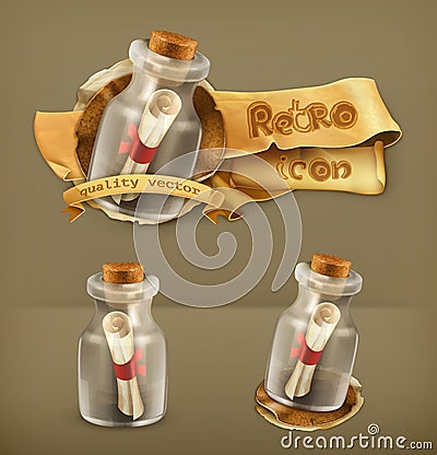 Messages in bottles icons Vector Illustration