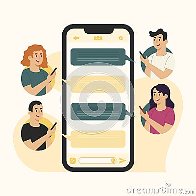 Messages concept mobile group chat Vector Illustration