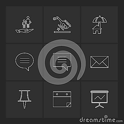 messages , email , document , speaker, sound , eps icons set vector Vector Illustration