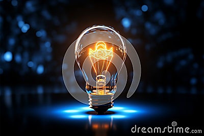 Messages find light in the electric lamp holograms digital embrace Stock Photo