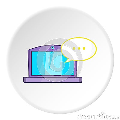 Messages on laptop icon, cartoon style Vector Illustration
