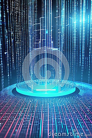 Messages, links, and signals shine in this abstract cyberspace of computations Stock Photo
