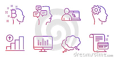 Messages, Music making and Engineering icons set. Graph chart, Speech bubble and Bitcoin think signs. Vector Vector Illustration