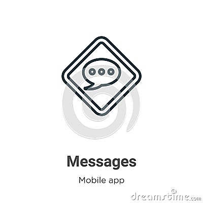 Messages outline vector icon. Thin line black messages icon, flat vector simple element illustration from editable mobile app Vector Illustration