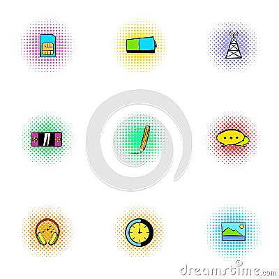 Messages over internet icons set, pop-art style Vector Illustration