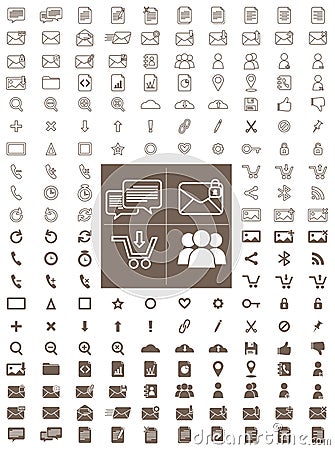 Messaging and Communication Line and Flat Vector Icon Pack Vector Illustration
