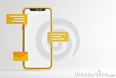 Messaging Conversation App Concept. Mockup Social Media Background Copy Space 3D Rendering Stock Photo