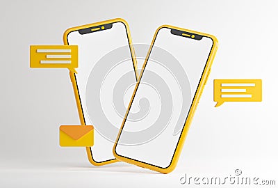 Messaging Conversation App Concept. Mockup Social Media Background Copy Space 3D Rendering Stock Photo