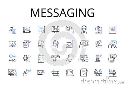 Messaging line icons collection. Chatting, Correspondence, Communicating, Texting, Emailing, Interacting, Exchanging Vector Illustration