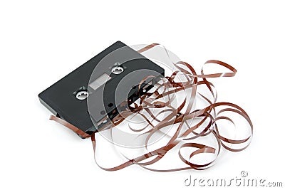 Messed up audio cassette tape Stock Photo