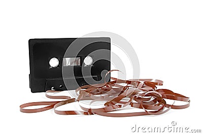 Messed up audio cassette tape Stock Photo