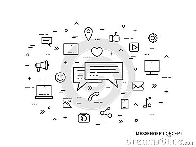 Messenger chat application linear vector illustration Vector Illustration