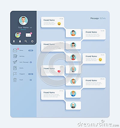 Messenger chat interface with dialogue window background mobile UI design concept Vector Illustration