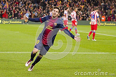 Messi celebrating a goal Editorial Stock Photo