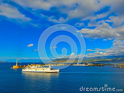 Messina, Sicily, Italy - May 05, 2014: The view of port of Messina, the main entrance of the port Editorial Stock Photo